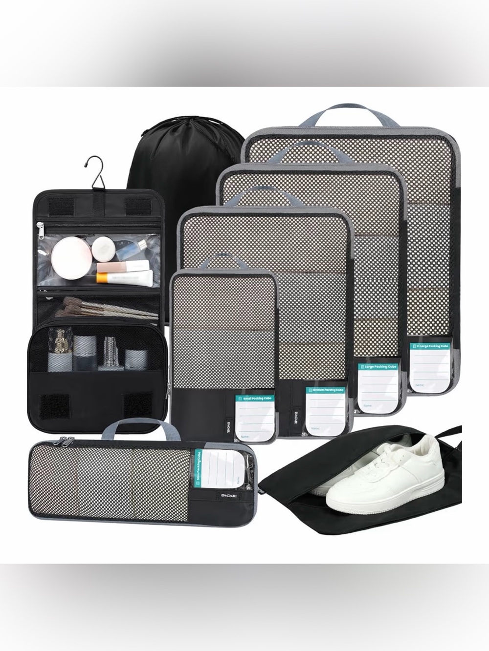 BAGAIL 3 piece Compression Packing Cubes Travel Accessories Expandable